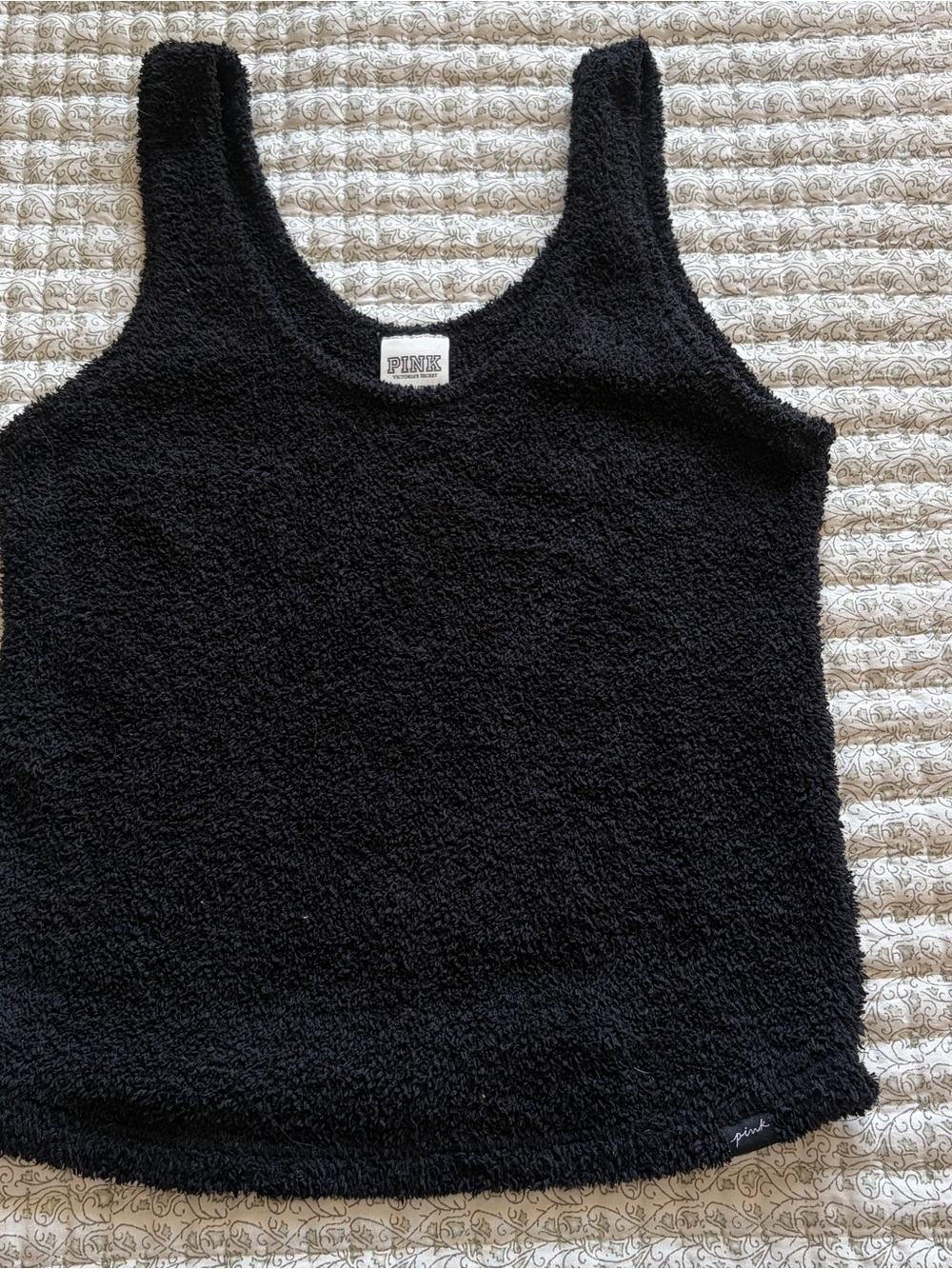 PINK Victoria's Secret Black Fuzzy Scoop Tank